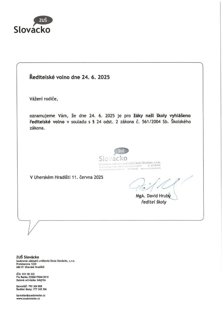 Ředitelské volno 24.6.2025