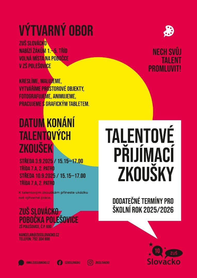 Dodatečné talentové zkoušky výtvarného oboru - Polešovice
