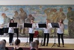 Chicas kvartet: Sára Gašparová, Dorota Ondrůšková, Tina Valeriánová a Natálie Kutálková - zobcové flétny. Vyučující Andrea Pavlušová. I na hlavice zobcové flétny se dá dělat velká muzika.